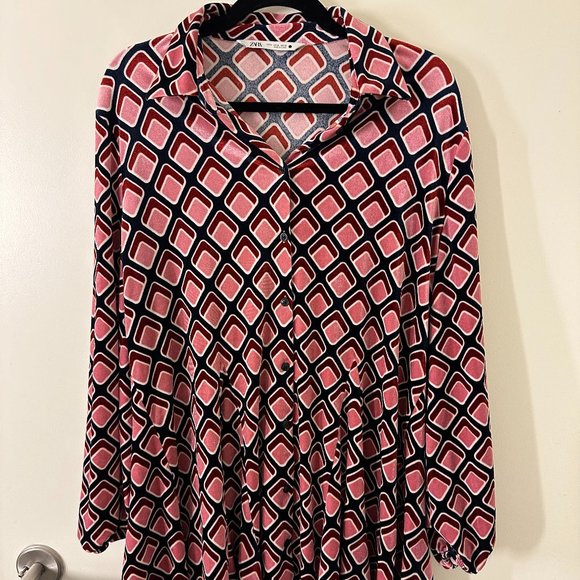 Zara Velvet Geometric Mini Shift Dress - Picture 1 of 4